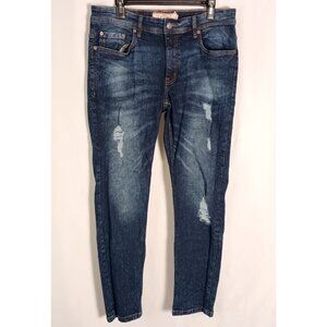 Akademiks Jeanius Level Men Jeans 32x30 Slim Stretch Distressed Excellent Cond